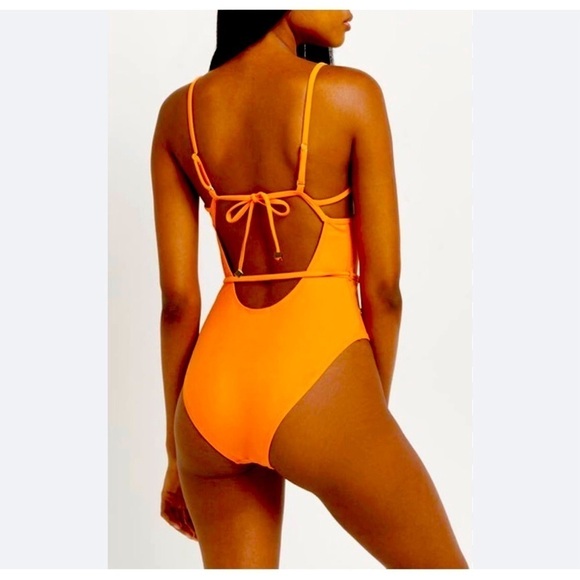 River Island Orange Strappy Chain Detail Underwire One-Piece Swimsuit US 4/8 UK - Picture 6 of 16
